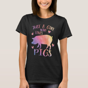 Nur ein Mädchen, das Schweine Liebe Wasserfarbe Sc T-Shirt