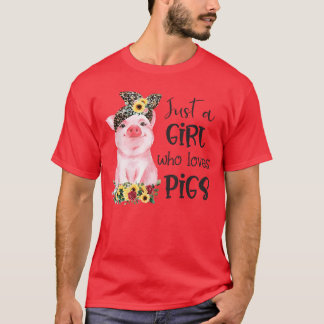 Nur ein Mädchen, das Schweine liebt Sonnenblume Sü T-Shirt