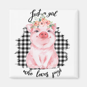 Nur ein Mädchen, das Schweine  Magnet