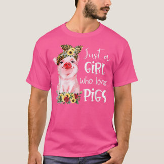 Nur ein Mädchen, das Schweine mit Leopard-Kopfband T-Shirt