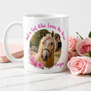 Nur ein Mädchen, das sein Pferd liebt Rosa Fototas Kaffeetasse