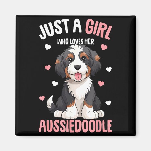 Nur ein Mädchen, das seinen Aussiedoodle Aussie Do Magnet (Vorne)