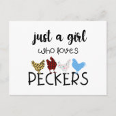 Nur ein Mädchen, das Shirt Lieben Spechte Hühner Postkarte (Vorderseite)