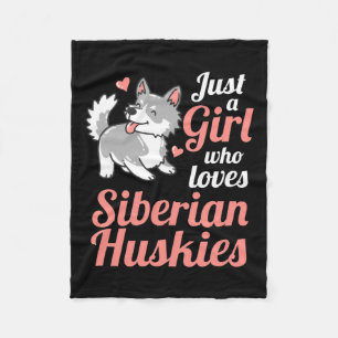 Nur ein Mädchen, das sibirischen Husky Liebe Fleecedecke