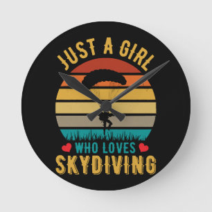 Nur ein Mädchen, das Skydiving Lieben Runde Wanduhr