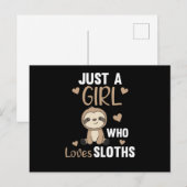 Nur ein Mädchen, das Sloths Niedliche Tiere Liebe, Postkarte (Vorne/Hinten)