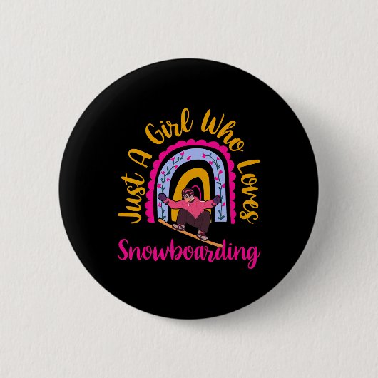Nur ein Mädchen, das Snowboarden Boho Rainbow De L Button (Vorderseite)
