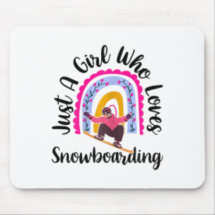 Nur ein Mädchen, das Snowboarden Funny Snowboard L Mousepad
