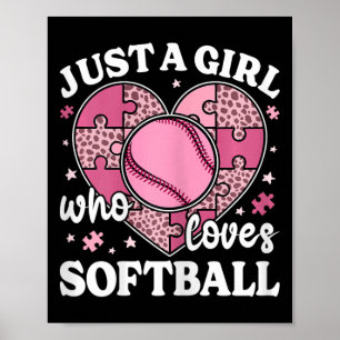 Nur ein Mädchen, das Softball-Cheetah-Print Mädche Poster