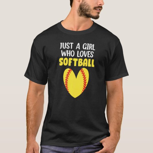 Nur ein Mädchen, das Softball Liebe T-Shirt (Vorderseite)
