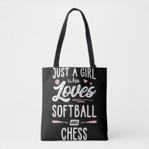 Nur ein Mädchen, das Softball und Schach liebt Ges Tasche