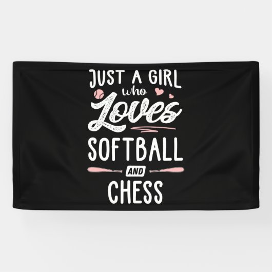Nur ein Mädchen, das Softball und Schachgeschenke Banner (Horizontal)