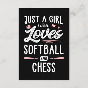 Nur ein Mädchen, das Softball und Schachgeschenke  Begleitkarte