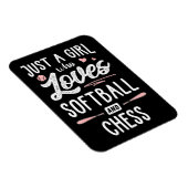 Nur ein Mädchen, das Softball und Schachgeschenke Magnet (Rechte Seite)