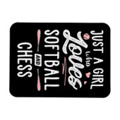 Nur ein Mädchen, das Softball und Schachgeschenke Magnet (Horizontal)