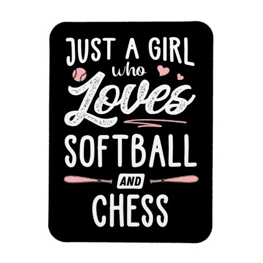 Nur ein Mädchen, das Softball und Schachgeschenke Magnet (Vertikal)