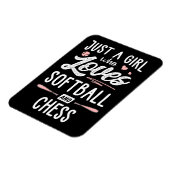 Nur ein Mädchen, das Softball und Schachgeschenke Magnet (Linke Seite)