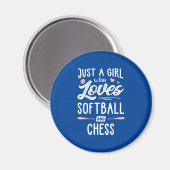 Nur ein Mädchen, das Softball und Schachgeschenke Magnet (Vorderseite/Rückseite)