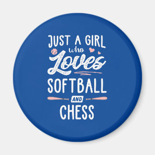 Nur ein Mädchen, das Softball und Schachgeschenke Magnet