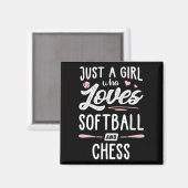 Nur ein Mädchen, das Softball und Schachgeschenke  Magnet (Vorderseite/Rückseite)