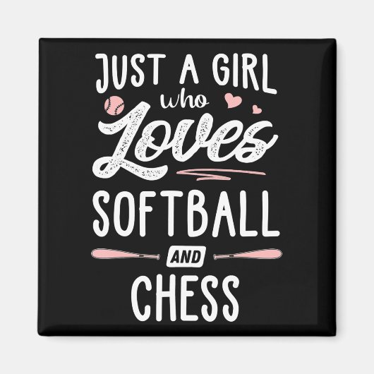 Nur ein Mädchen, das Softball und Schachgeschenke  Magnet (Vorne)