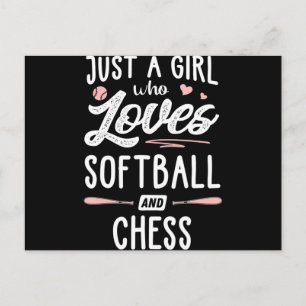 Nur ein Mädchen, das Softball und Schachgeschenke Postkarte