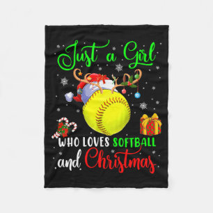 Nur ein Mädchen, das Softball und Weihnachtsmann l Fleecedecke