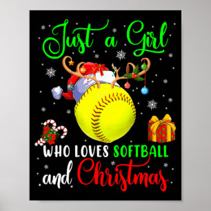 Nur ein Mädchen, das Softball und Weihnachtsmann l Poster