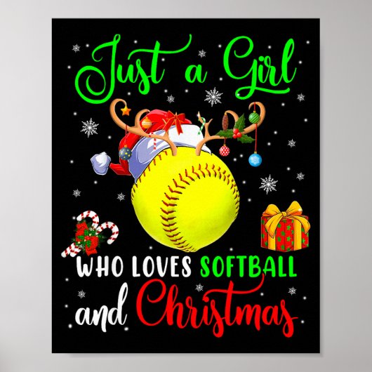 Nur ein Mädchen, das Softball und Weihnachtsmann l Poster (Vorne)