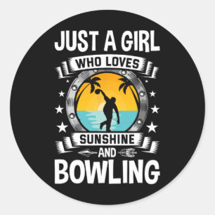 Nur ein Mädchen, das Sonnenschein und Bowling Lieb Runder Aufkleber