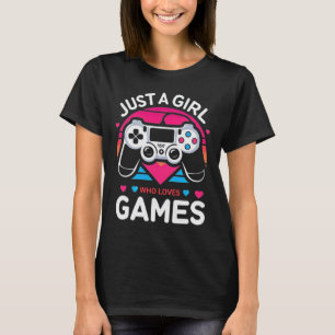 Nur ein Mädchen das Spiele liebt Rosa & Blau Retro T-Shirt