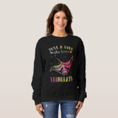 Nur ein Mädchen, das Stingrochen Liebe Wasserfarbe Sweatshirt (Vorne ganz)