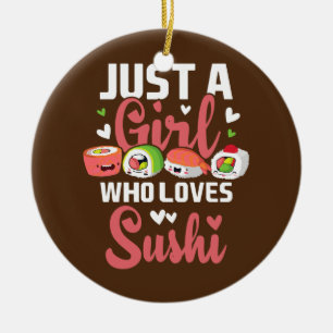 Nur ein Mädchen, das Sushi Japan Japanisches Essen Keramik Ornament