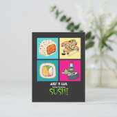 Nur ein Mädchen, das Sushi Lieben Postkarte (Stehend Vorderseite)