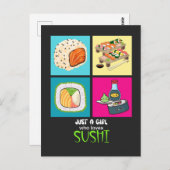 Nur ein Mädchen, das Sushi Lieben Postkarte (Vorne/Hinten)