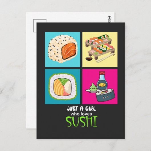 Nur ein Mädchen, das Sushi Lieben Postkarte (Vorne/Hinten)
