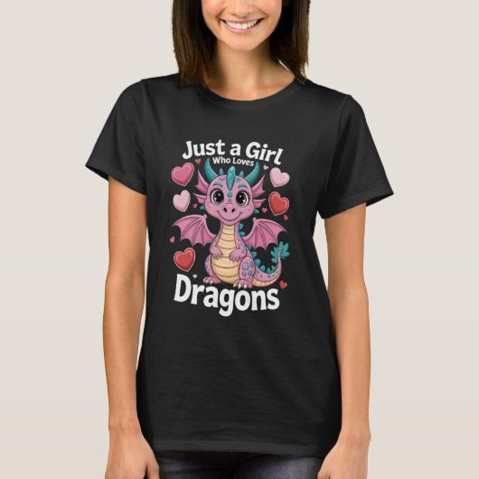 Nur ein Mädchen, das süße Drachen Fantasy Pink Dr T-Shirt (Vorderseite)