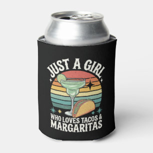 Nur ein Mädchen, das Tacos und Margarita Mexican m Dosenkühler