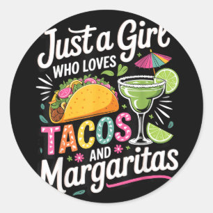 Nur ein Mädchen, das Tacos und Margaritas liebt Runder Aufkleber
