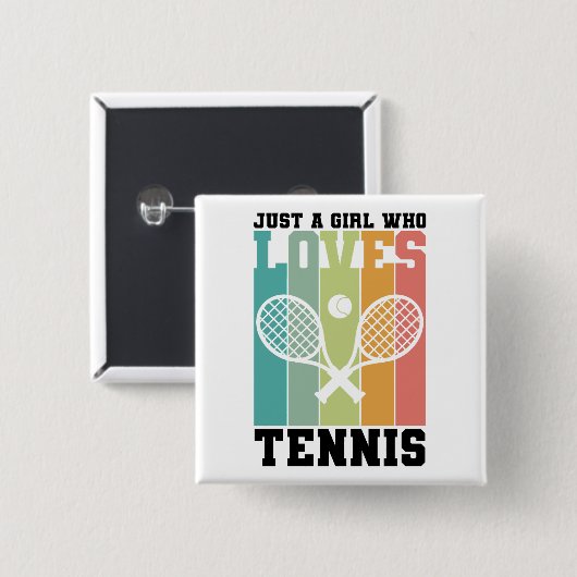 Nur ein Mädchen, das Tennis Lieben | Tennis Player Button (Vorne & Hinten)