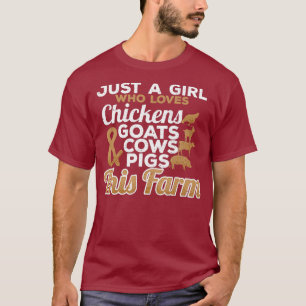 Nur ein Mädchen, das Tiere in der Landwirtschaft L T-Shirt