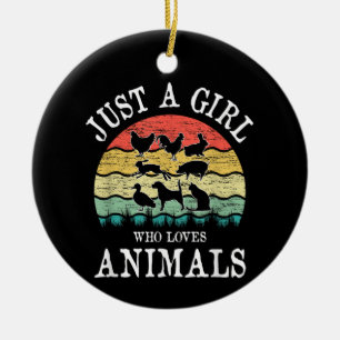 Nur ein Mädchen, das Tiere Liebe Keramik Ornament