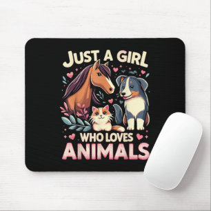 Nur ein Mädchen, das Tiere liebt, süße Tierliebhab Mousepad