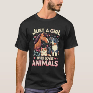Nur ein Mädchen, das Tiere liebt, süße Tierliebhab T-Shirt