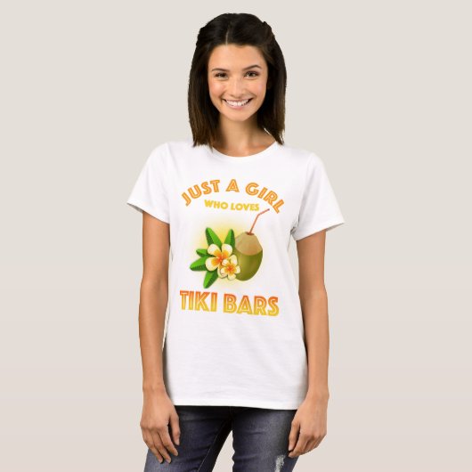 Nur ein Mädchen, das Tiki Bars Lieben T-Shirt (Vorne ganz)