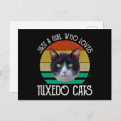 Nur ein Mädchen, das Tuxedo-Katzen Lieben Postkarte (Vorne/Hinten)