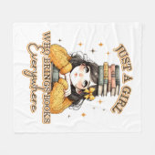 Nur ein Mädchen, das überall Bücher bringt Fleecedecke (Vorderseite (Horizontal))