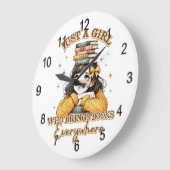 Nur ein Mädchen, das überall Bücher bringt Große Wanduhr (Winkel)