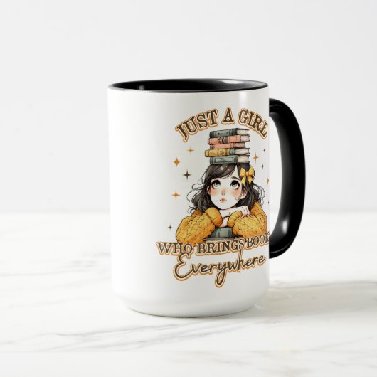 Nur ein Mädchen, das überall Bücher bringt Tasse (VorderseiteRechts)