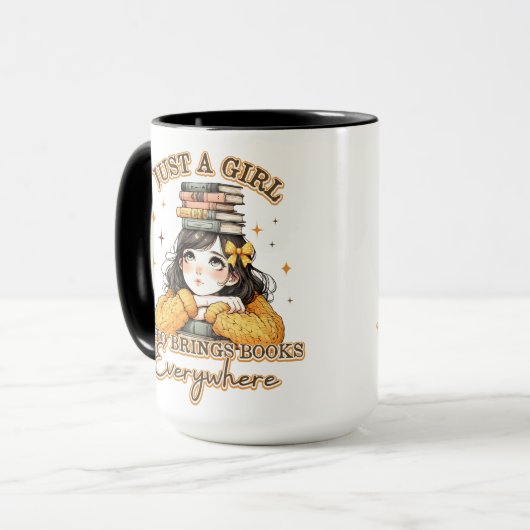 Nur ein Mädchen, das überall Bücher bringt Tasse (Vorderseite Links)